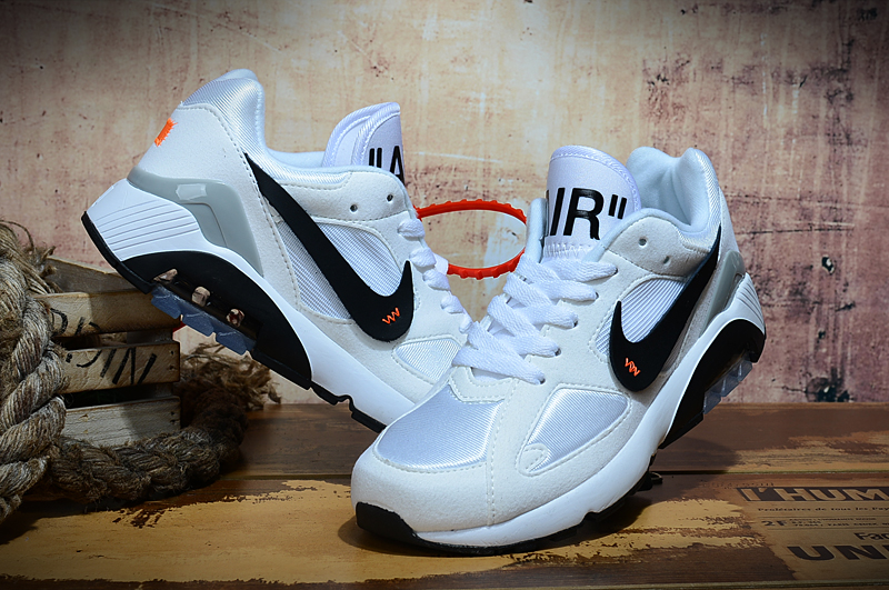 Men Off-white Nike Air Max 180 White Black Shoes - Click Image to Close